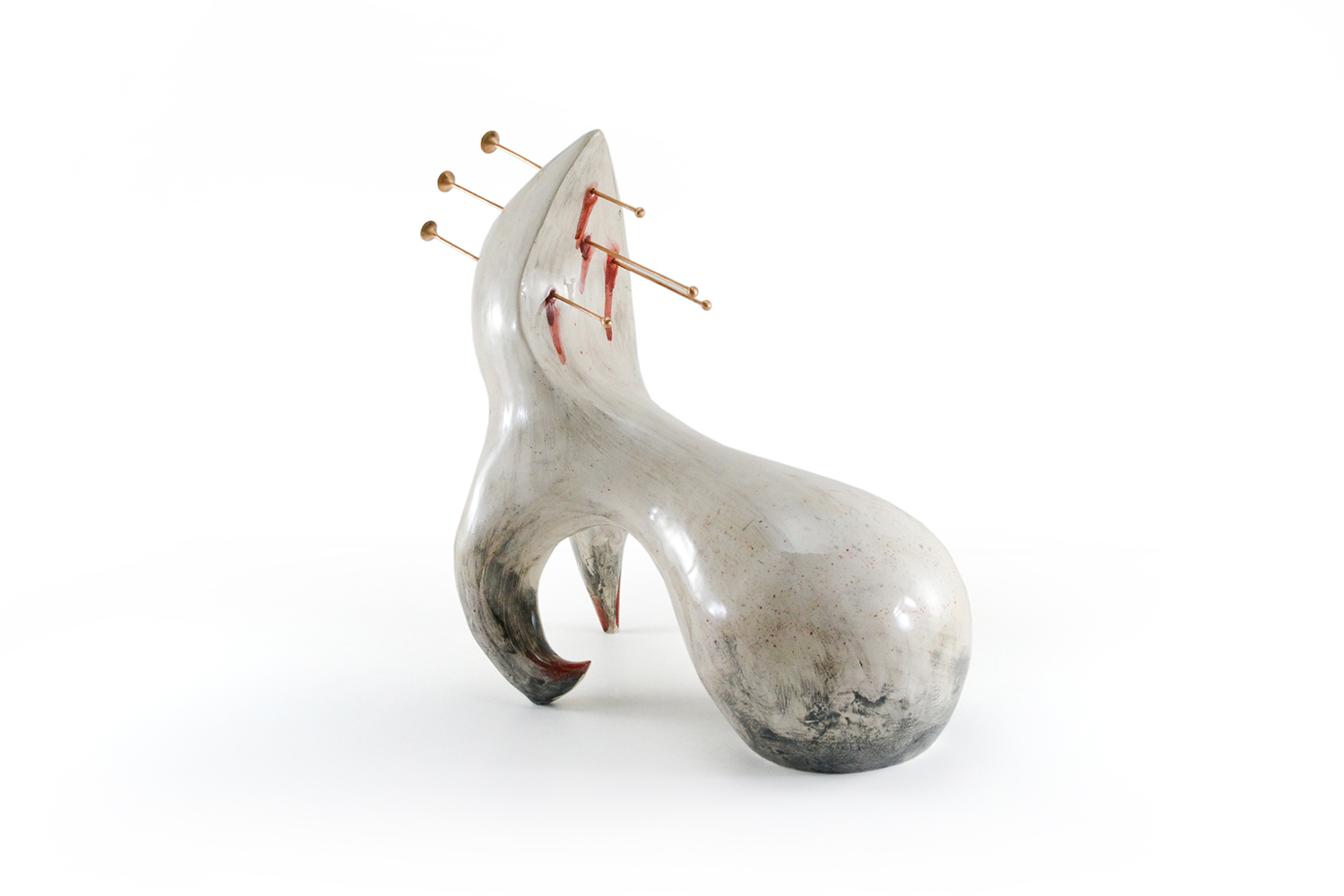 10 (1). Ashkan Behjou, Untitled, ceramic and bronze, 40x38x5 cm, 2021